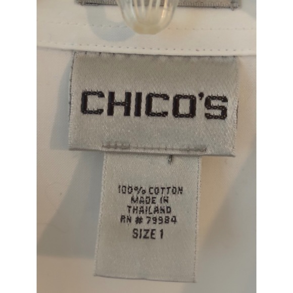 Chicos Womens White Non Iron 3/4 Sleeve Button Front Shirt Size M - Picture 3 of 6